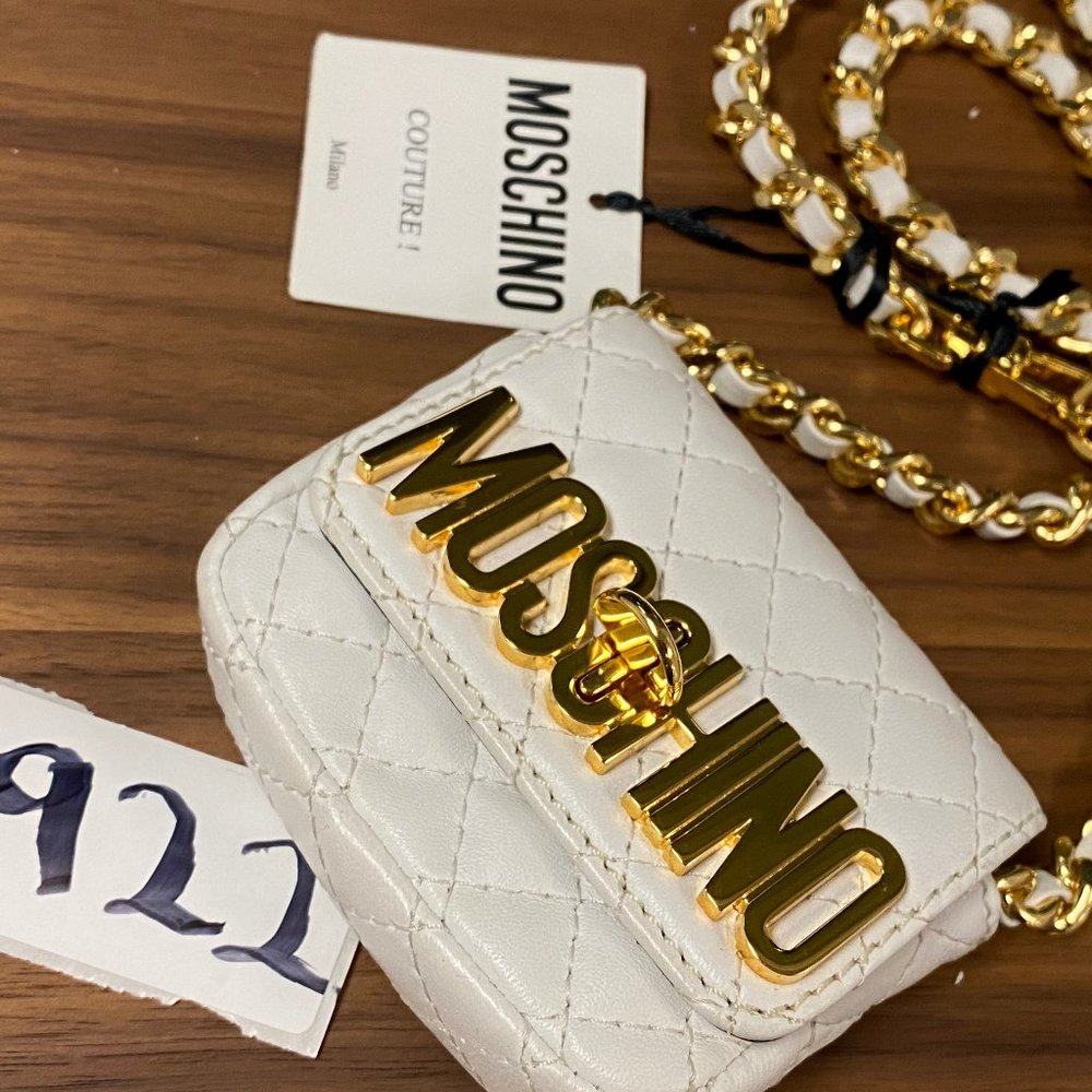 Moshchino Quilted Mini Crossover Bag - White